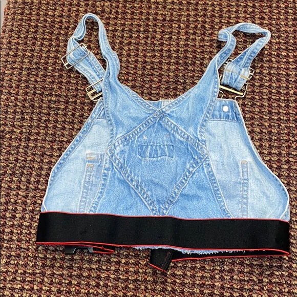LF crop top denim overall top with buckle - Picture 2 of 6